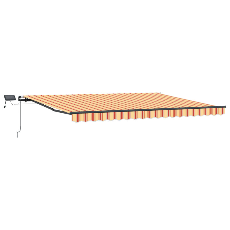 Vidaxl Automatic Retractable Awning Red And White Stripe, Yellow, 157.5" W x 118.1" D