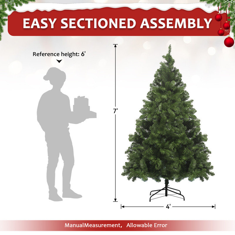 Arbre de Noël artificiel 7 pi avec base pliable, 7'