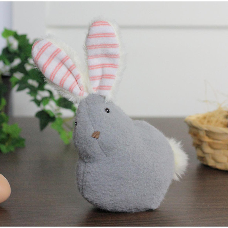Figurine de table Lapin en peluche, Gris