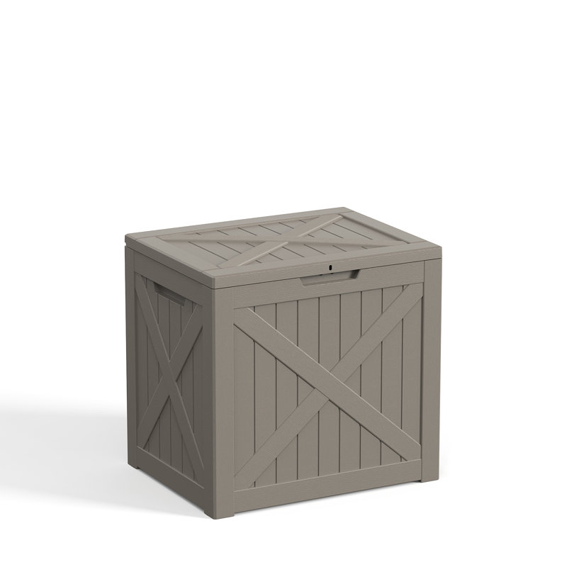 35 Gallon Water Resistant Lockable Resin Deck Box(Light Brown), Gray