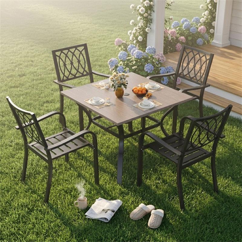 Ensemble repas d'extérieur 5 pièces 5 pièces, Natural