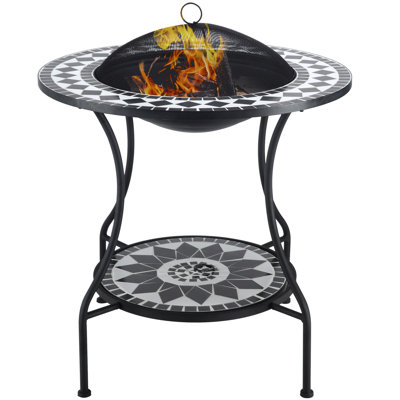 Table de foyer d'extérieur multifonctionnelle de 30 po à l'extérieur - foyer au bois, seau à glace de patio, tablette de rangement pour barbecue merveilleux, feu de camp, repas en plein air pour le camping