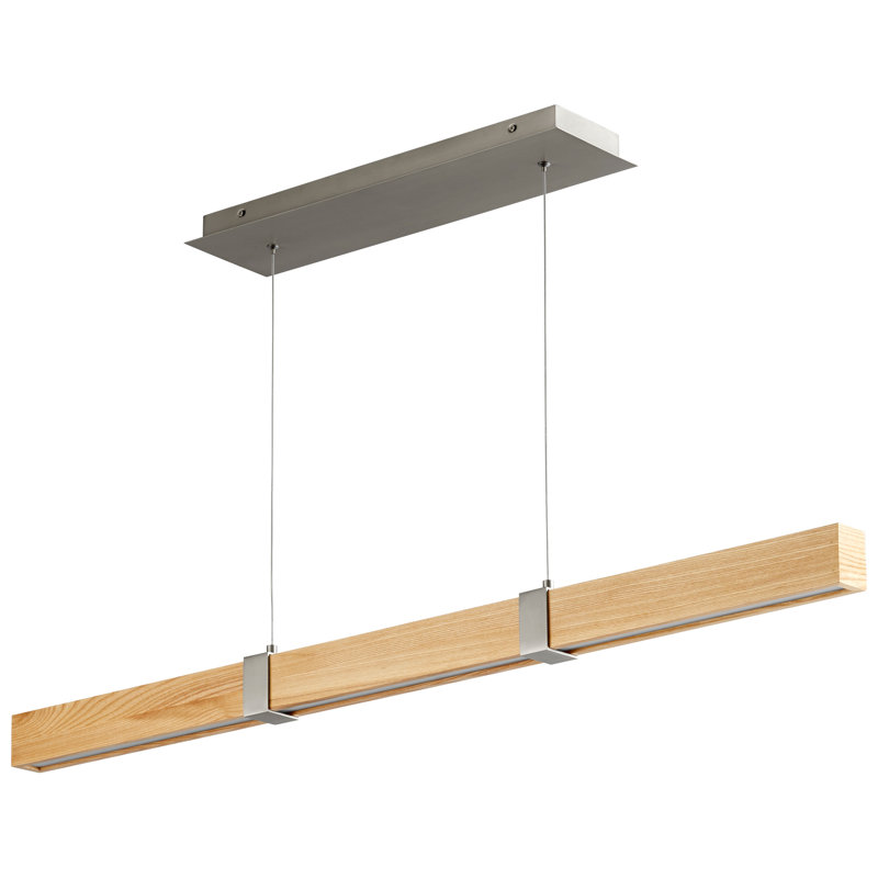Luminaire suspendu linéaire à 1 lumière pour îlot de cuisine Nubell, Nickel satiné, H 5,25 po x l 47,5 po x P 2,1 po