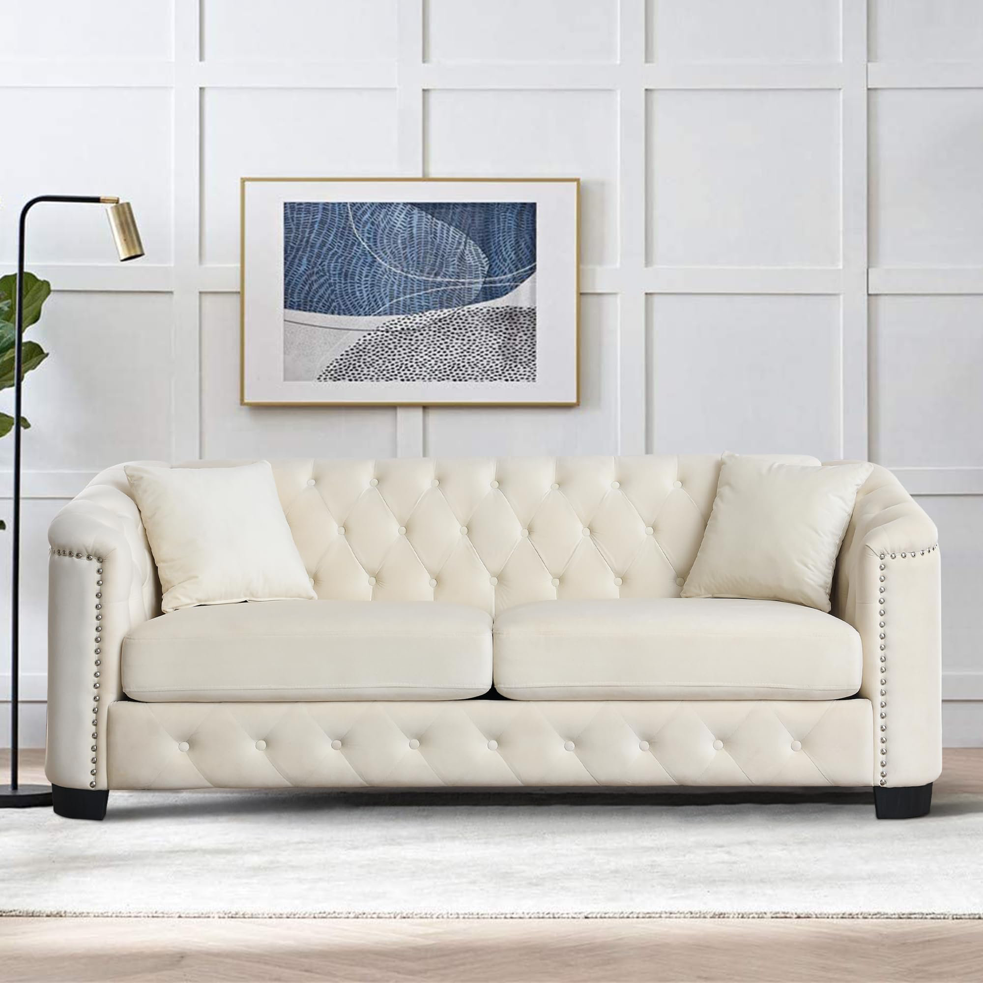 Latitude Run® Modern Chesterfield Velvet Sofa, 2-Seater Sofa ...