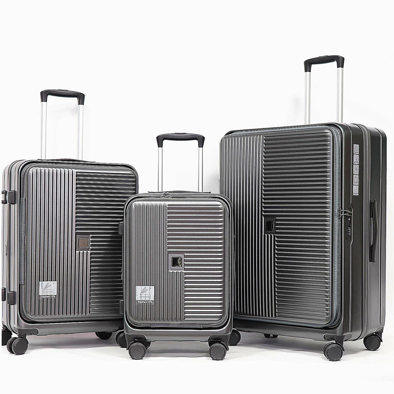 Bagages, avec ouverture frontale, serrure approuvée par la TSA, valise rigide, Gris ciment