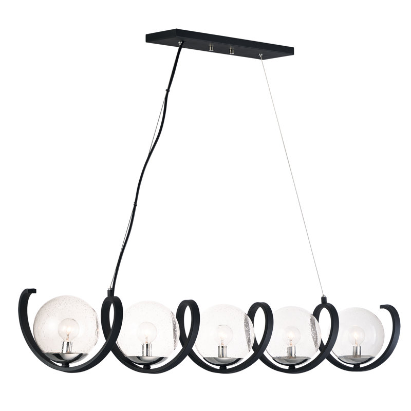 Schueller 5 - Light Black/Polished Nickel Kitchen Island Pendant