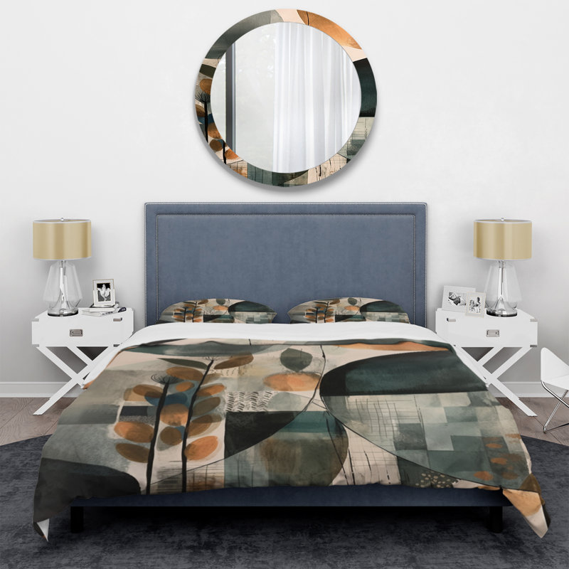 Ensemble de housse de couette en microfibre / polyester Green and Brown Artistic Libération II