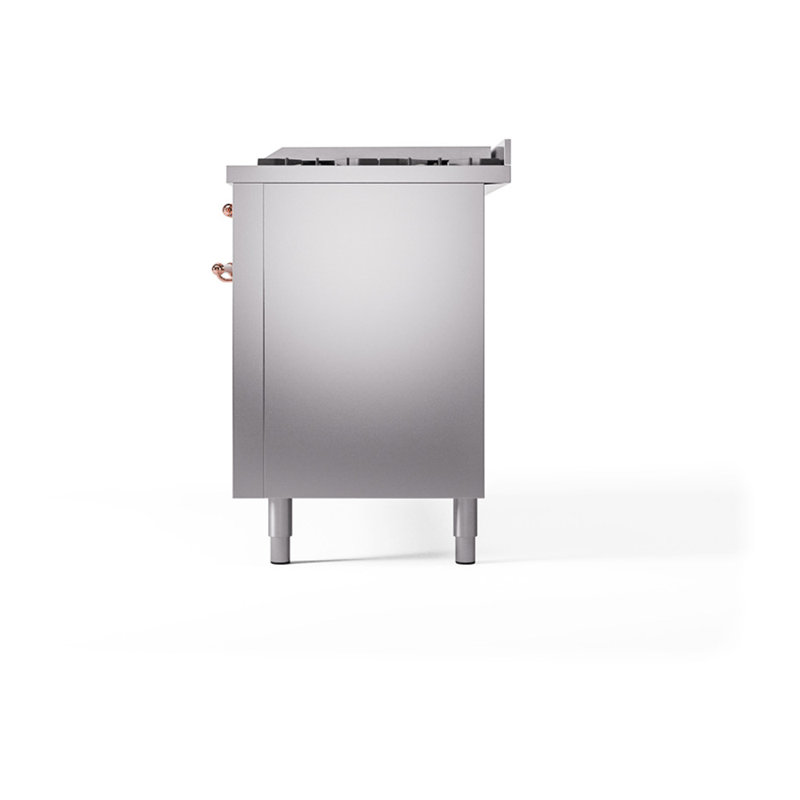 ILVE Nostalgie II Noblesse 60 po à deux brûleurs, 9 brûleurs, plaque chauffante, Acier inoxydable / Cuivre, Gaz naturel