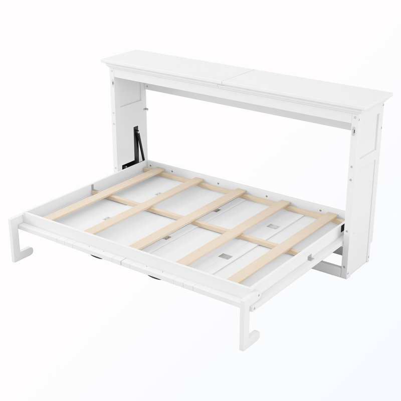 Lit escamotable en bois, Lit simple, Blanc