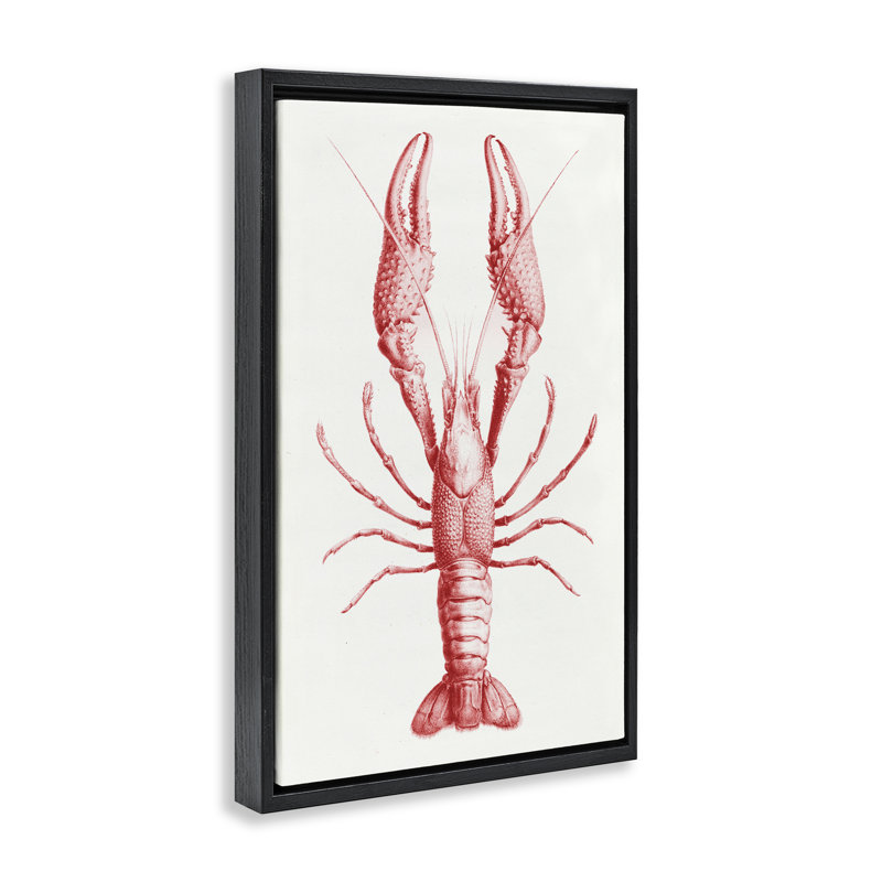 Cadre flottant rouge à détails traditionnels de homard, design par Tina Higgins Designs Inc., H 25 po x l 17 po
