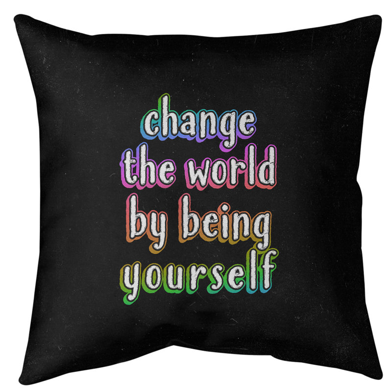 Change the World Floor Pillow, 40" H x 40" W, Rainbow