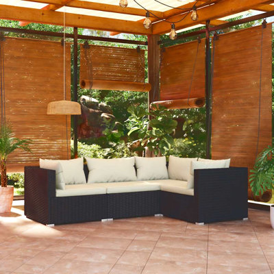 Ensemble de salon de jardin d'extérieur noir et crème