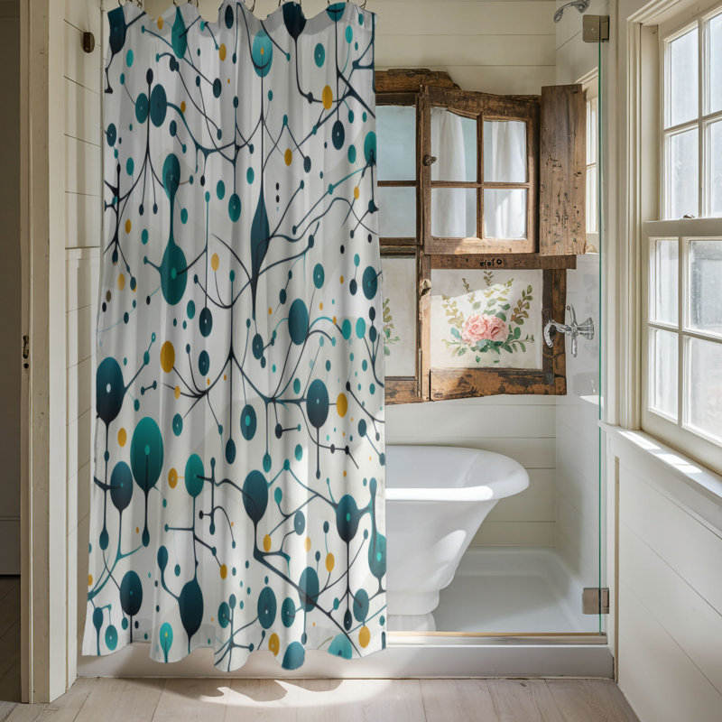 Alala Abstract Shower Curtain, 74" H x 71" W