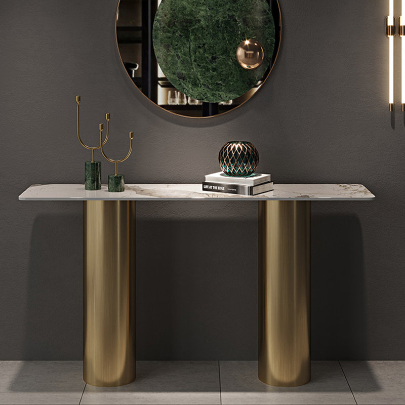 Console de style italien en pierre frittée., 31.5" H x 55" W x 15.7" D, Doré