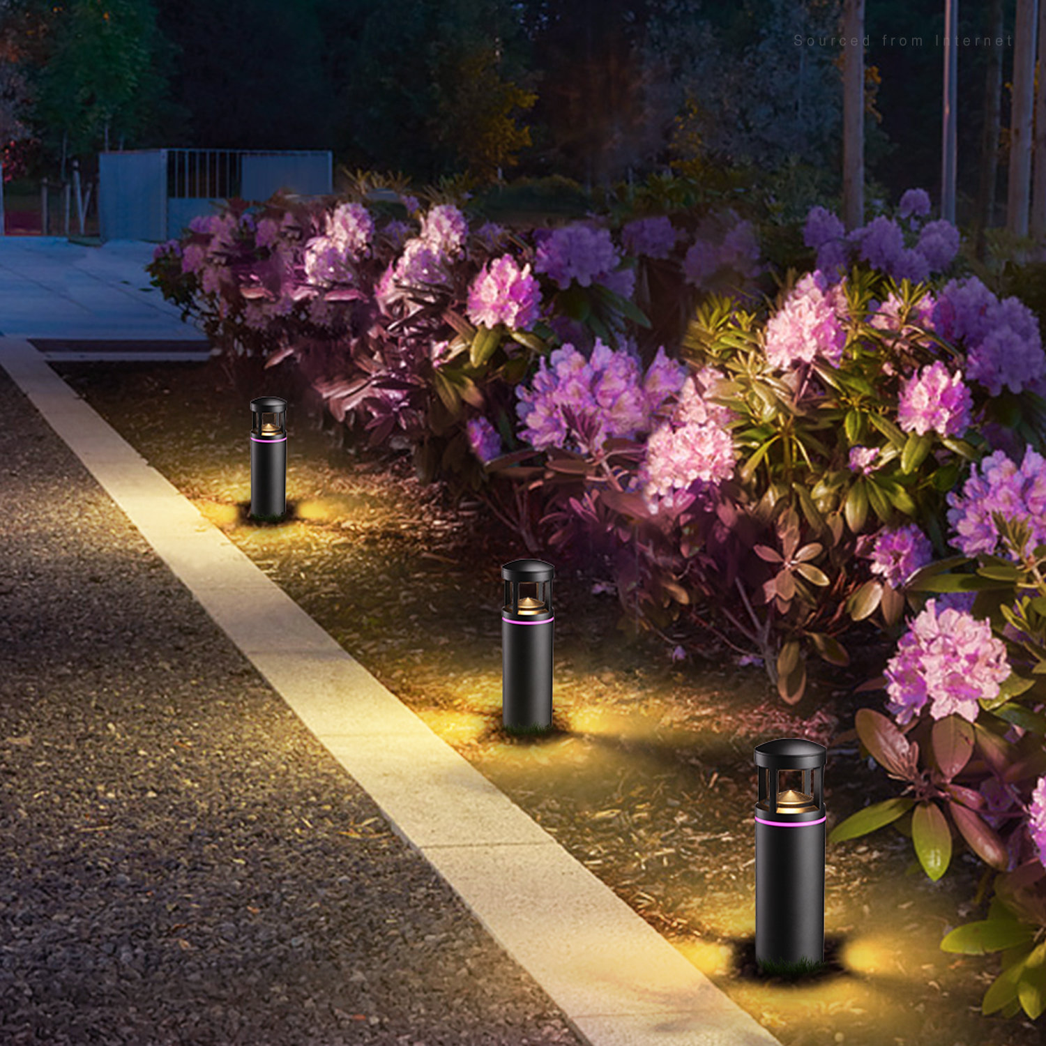 LEONLITE RGB LED Pathway Lights, LED Light Outdoor, Color Changing, Aluminum, Black | Wayfair