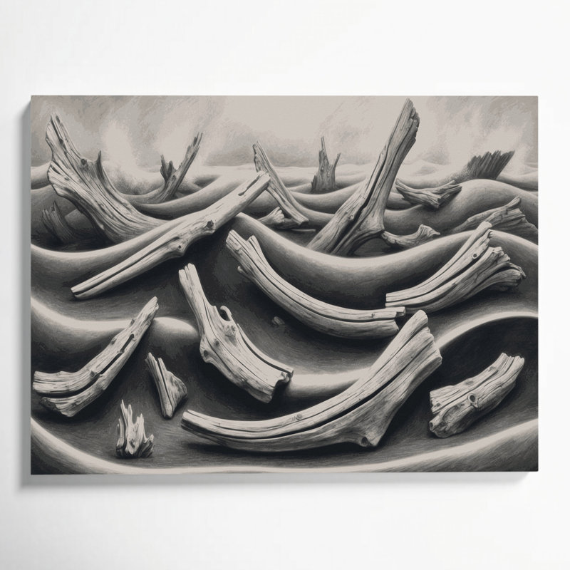 Nautical Driftwood greys Grey Canvas Wall Art, 24" H x 36" W