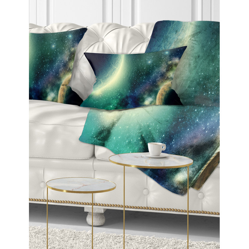 Deux planètes - coussin à imprimé paysage, Rectangulaire, 12 po x 20 po