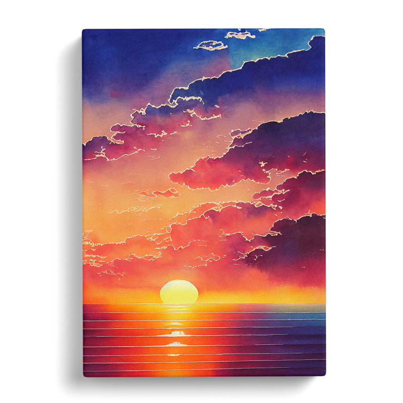 Ravishing Ocean Sunset - Wrapped Canvas Painting, 50cm H x 35cm W x 3cm D