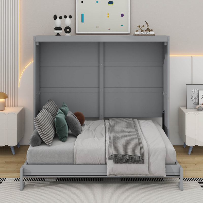 Murphy Bed Wall Bed, Gray, Full