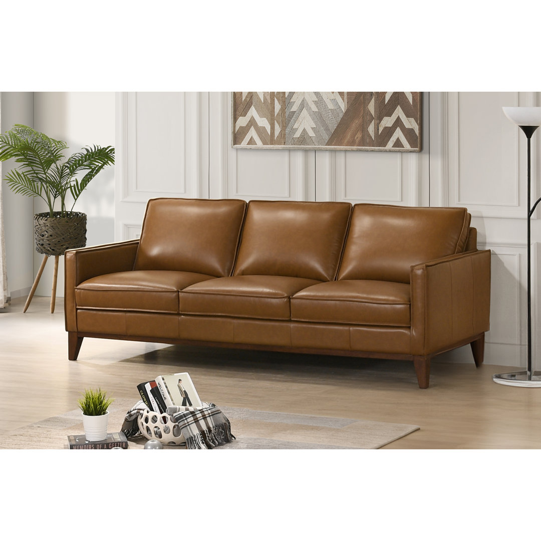 Caliah 85" Leather Sofa, Caramel Wade Logan®