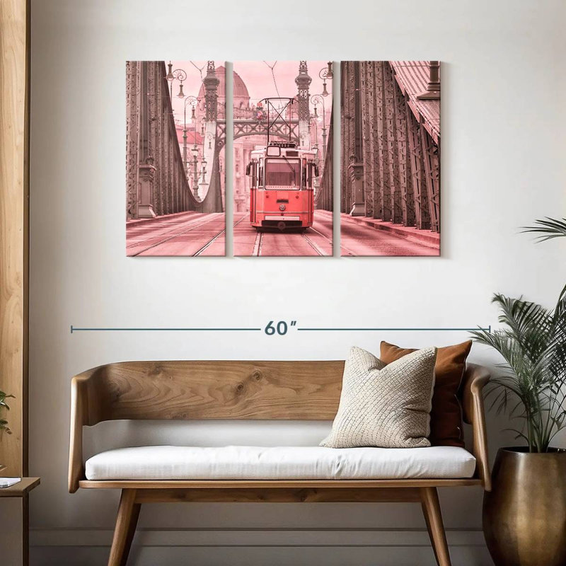 Mehar Pink Cable Car, 28" H x 45" W