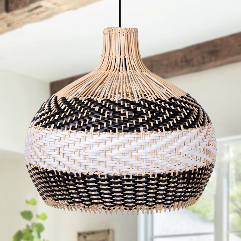 Stepan 1 - Light Natural Drum Pendant, 23.62" H x 23.62" W x 23.62" D