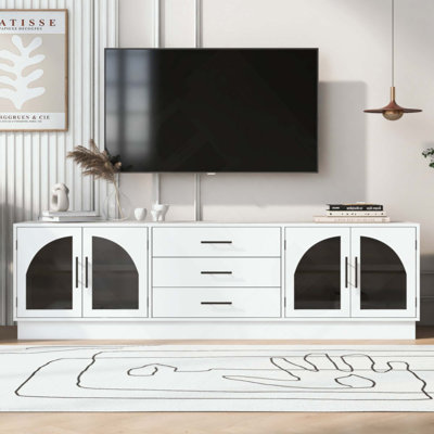Modern Minimalist TV Stand For Tvs Up To 75 Inches, Entertainment Center Media Console Cabinet With Adjustable Shelves For Living Room