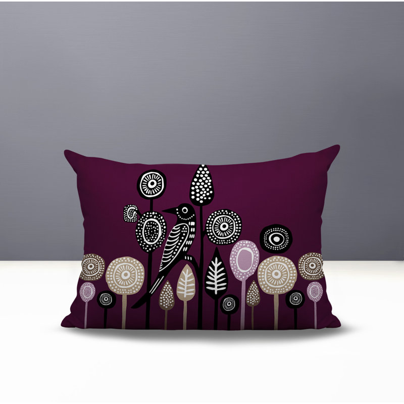 Oreiller rectangulaire réversible intérieur / extérieur pour oiseaux Olli10172025, Mauve, Rectangle H 14 po x l 20 po