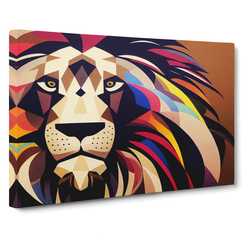 Quirky Lion Abstract - Wrapped Canvas