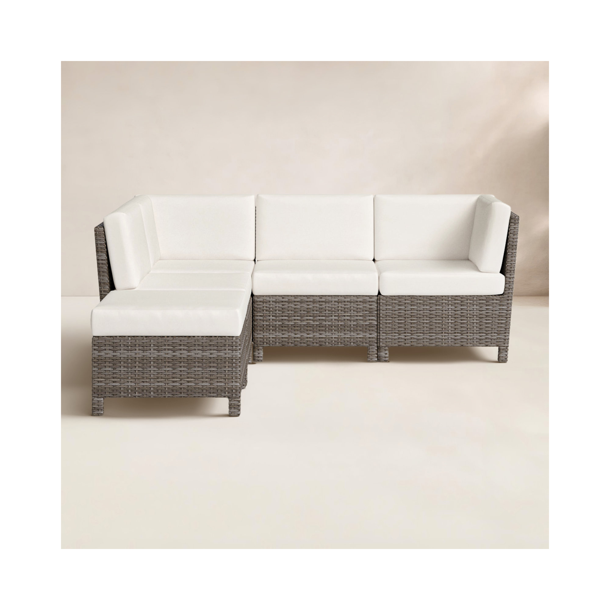 Annelise 5-Piece Outdoor Wicker Sectional with Sunbrella Cushions