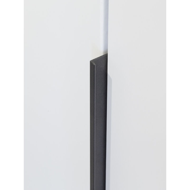 Hinged door wardrobe NAGata with modern handles with mirror, 194cm H x 187cm W x 53cm D, Alpine White/Artisan Oak