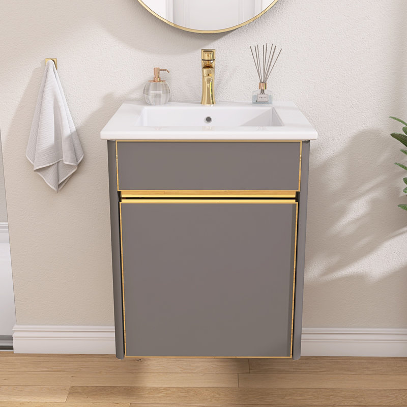 Ensemble de meuble-lavabo simple 16,75 po avec plateau en céramique Tynieka