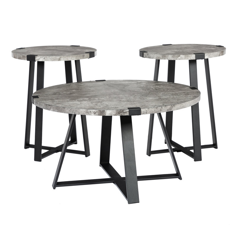 Paramus 3 - Piece Living Room Table Set, Gray Wash