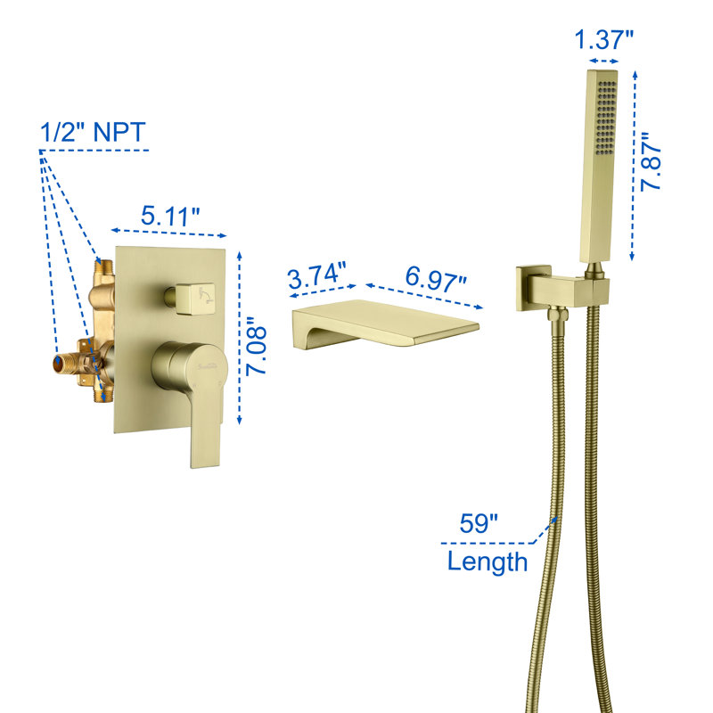 Pressure-Balanced (Temperature Control Only) Complete Shower System, Brushed Gold