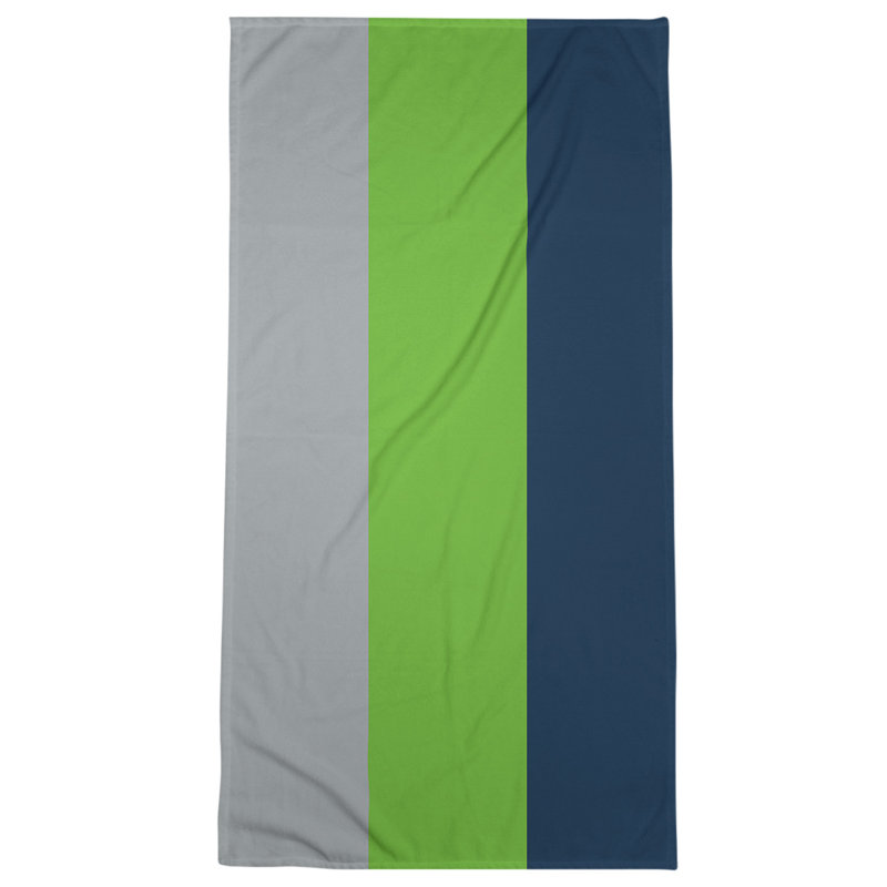 Cotton Blend Beach Towel, Gray/Green/Navy