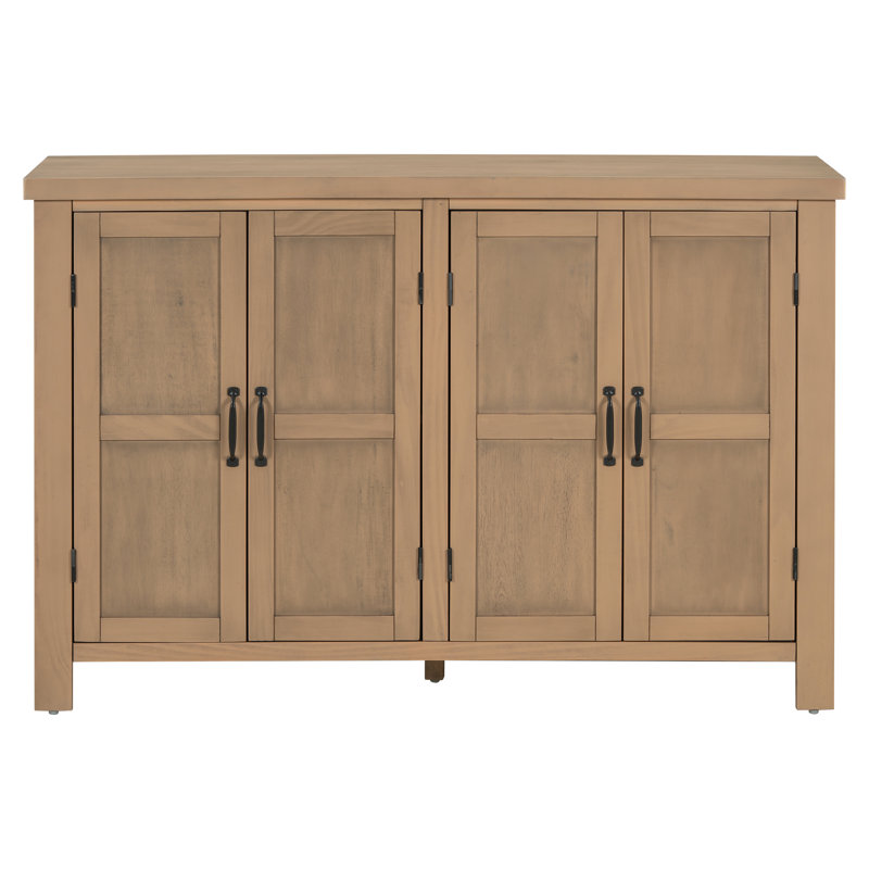Buffet de rangement 4 portes avec tablettes réglables, Naturel