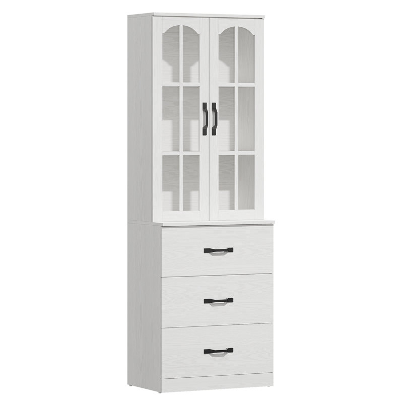 Garde-manger 71 po x l 23,6 po avec bibliothèques et huche de porte en verre