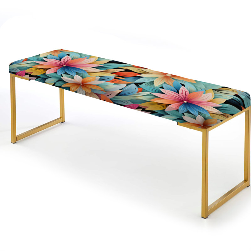 Multicolore motif de mandala boho - banc rembourré floral doré