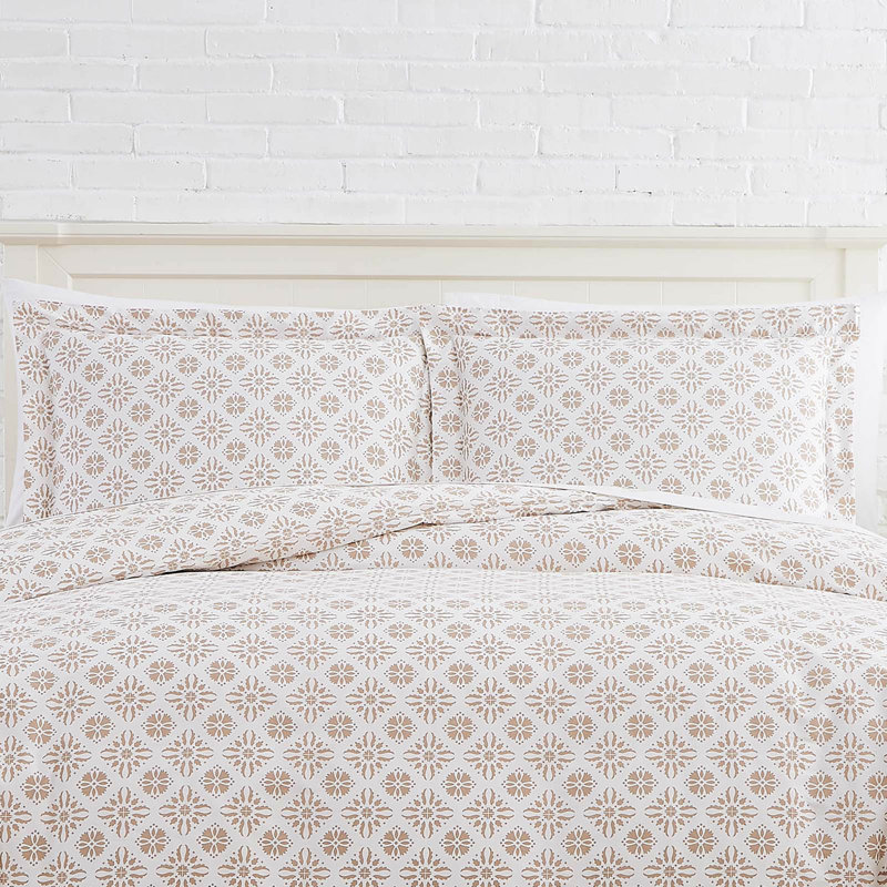 Southshore Fine Linens Aztec Dreams 300 Thread-Count 100% Cotton Duvet Cover Set, Twin Duvet Cover + 1 Sham, Taupe