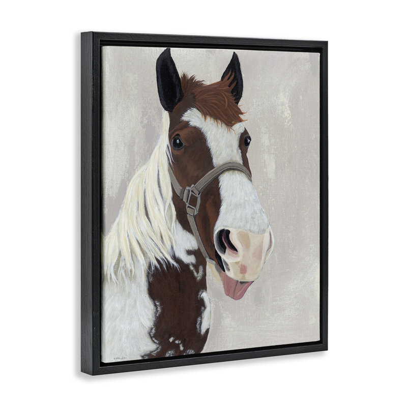 Cadre flottant avec langue Henry Horse, design par Ashley Justice, Cadre flottant noir de jais, H 31 po x l 25 po