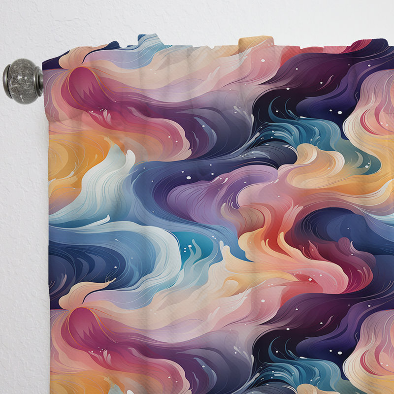 Khalisa - Rideau obscurcissant floral à chevrons - 1 panneau, L 52 po x L 108 po