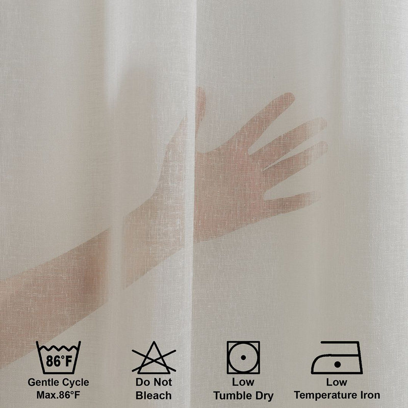 Sheer Single Curtain Panel, Off-white, 130" W x 325" L