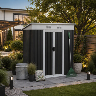 Remise de jardin en métal avec porte coulissante 5 x 3 pi