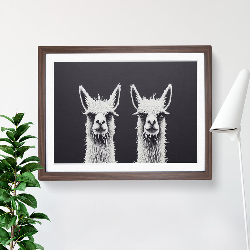 Two Llamas Vol.1 1 Piece Single Picture Frame Wall Art, 25cm H x 34cm W x 2cm D, Walnut Framed