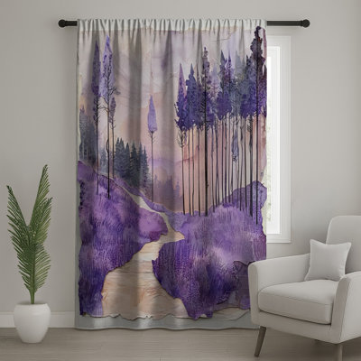 Lavender Forest Path Window Curtains, Forest Sheer & Blockout Curtains - 1 Panel