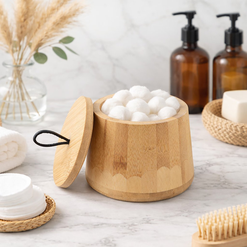 Contenant de rangement en bambou naturel
