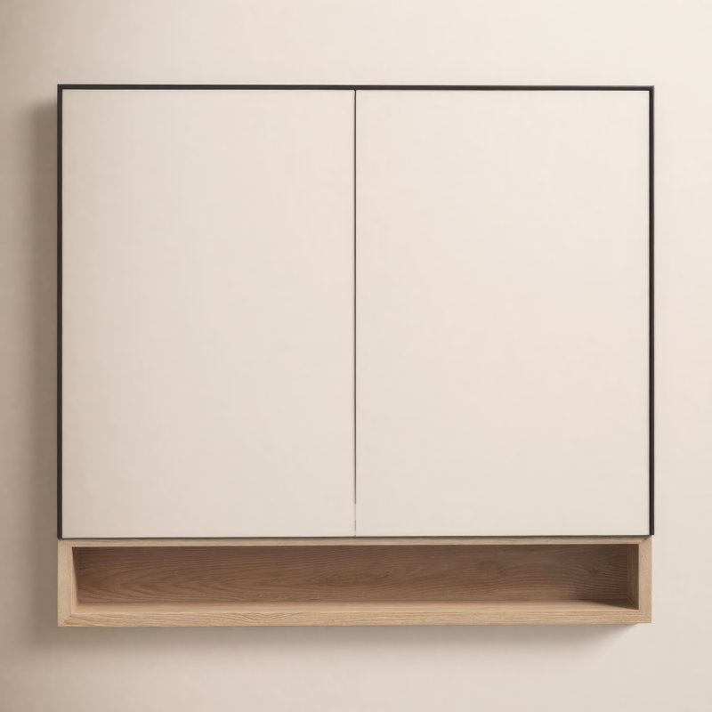 Tito Medicine Cabinet 36-Inch, Matte Black/Pecan Oak