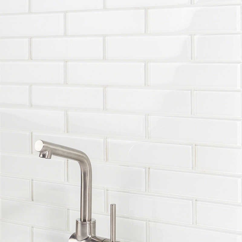 Lucid 2" x 8" Glass Brick Look Subway Wall Tile (36 pieces 4 sq.ft./Box), White