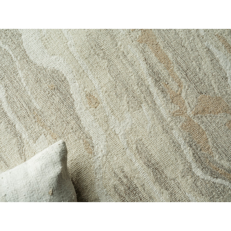 Cortero Hand Tufted Wool Abstract Area Rug, Rectangle 10' x 14', Gold/Ivory