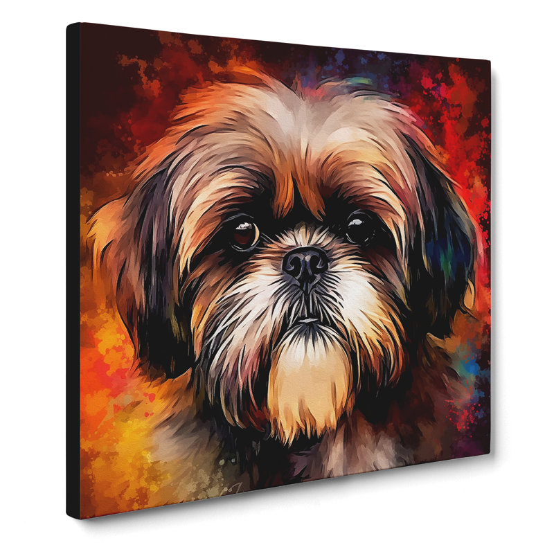 Shih Tzu Digital Art No.3 - Wrapped Canvas, 35cm H x 35cm W